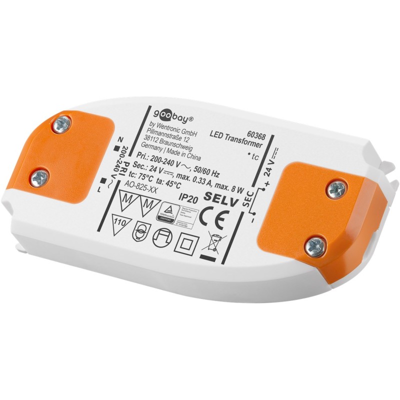TRANSFORMADOR 220V AC-24VDC PARA LED 8W