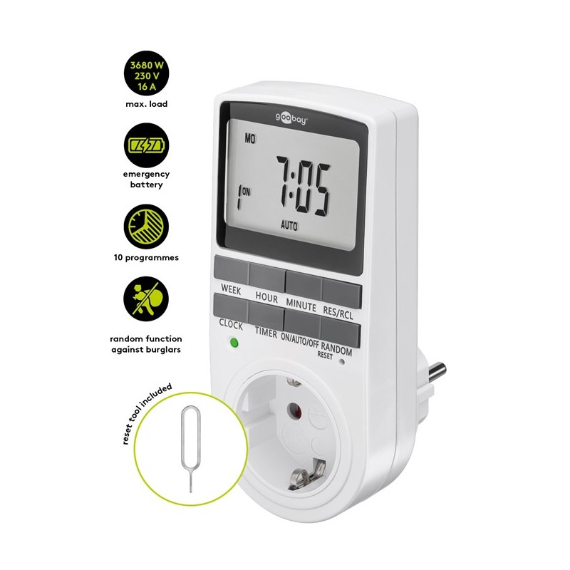 RELOJ PROGRAMADOR DIGITAL IP20 16A