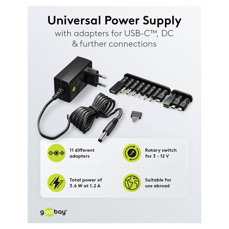 ALIMENTADOR UNIVERSAL 3-12V 0,3A 3.6W NE