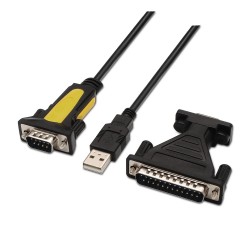 CABLE USB M-DB9 SERIE RS232 M+DB25M 1,5M
