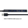 HUB USB 4 PUERTOS Version 3.0 NEGRO 30cm