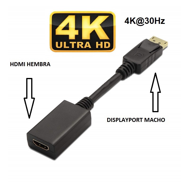 ADAPTADOR DISPLAYPORT M-HDMI H 15cm 4K30
