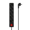 REGLETA 5 TOMAS SCHUKO+INT NEGRA 1,4M