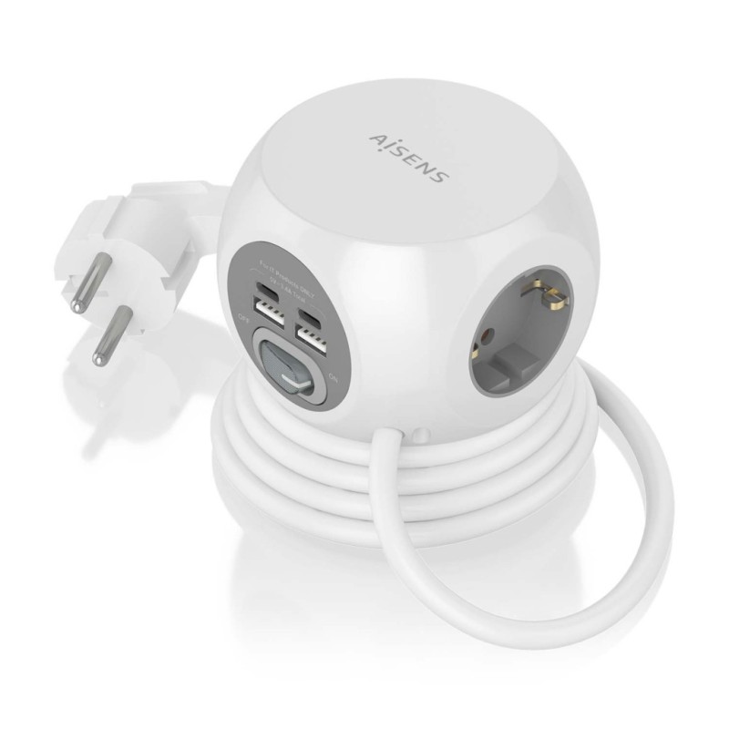 REGLETA 3 TOMAS SCHUKO+2xUSB+2xUSBc CUBO
