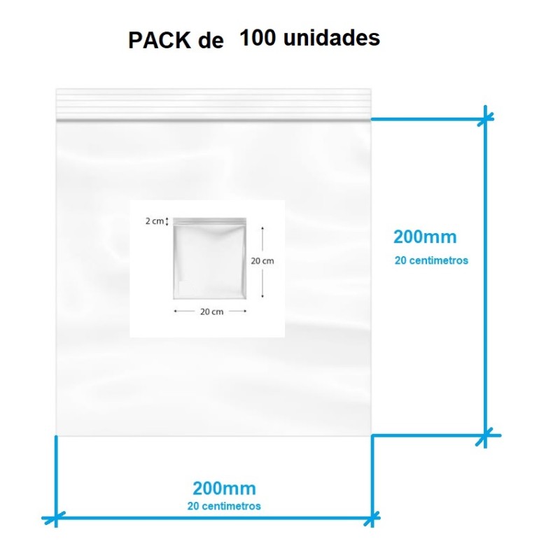 BOLSA CIERRE ZIP 200X200mm TRANSPARENTE