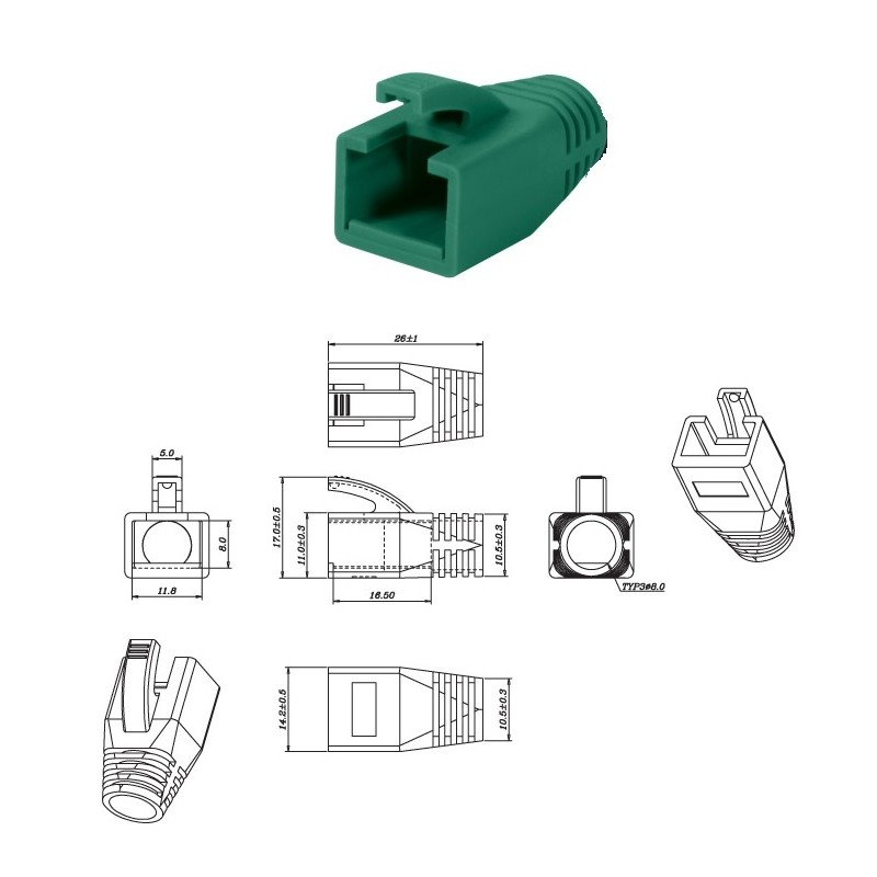 CAPUCHON PARA RJ45 CAT7 VERDE Ø8,5mm BIG