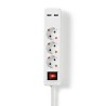 REGLETA 3 TOMAS SCHUKO+INT+2xUSB BLANCA