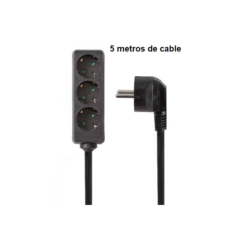 REGLETA 3 TOMAS SCHUKO SININT NEGRA 5M