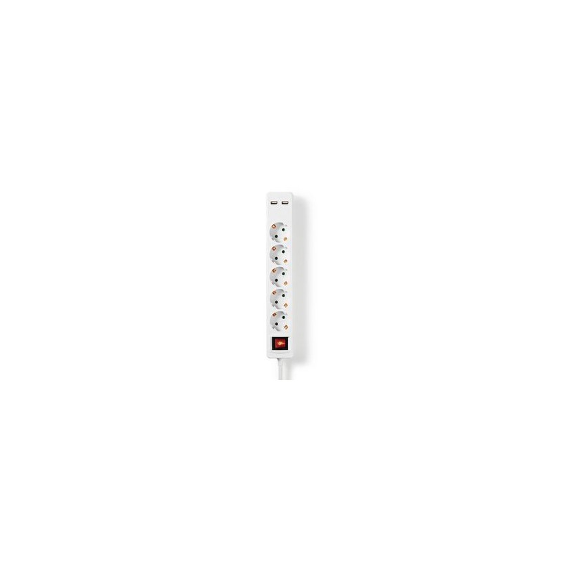 REGLETA 5 TOMAS SCHUKO+INT+2xUSB BLANCA