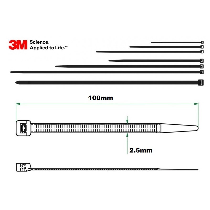 BRIDA 3M 2,5x100 EXTERIOR NEGRA-MARCA 3M