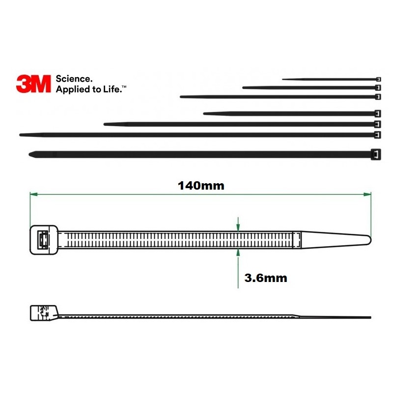 BRIDA 3M 3,6x140 EXTERIOR NEGRA-MARCA 3M