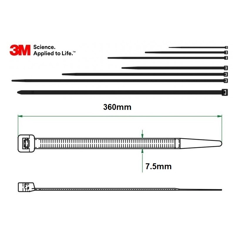 BRIDA 3M 7,5x360 EXTERIOR NEGRA-MARCA 3M