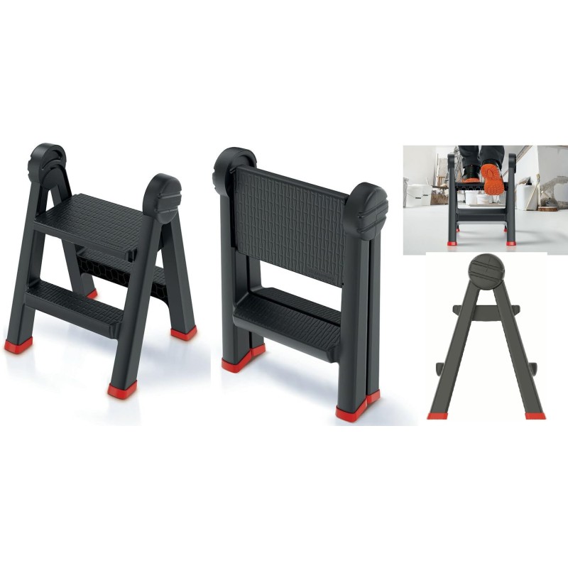 ESCALERA PLASTICO 2 PELDAÑOS PLEGABLE