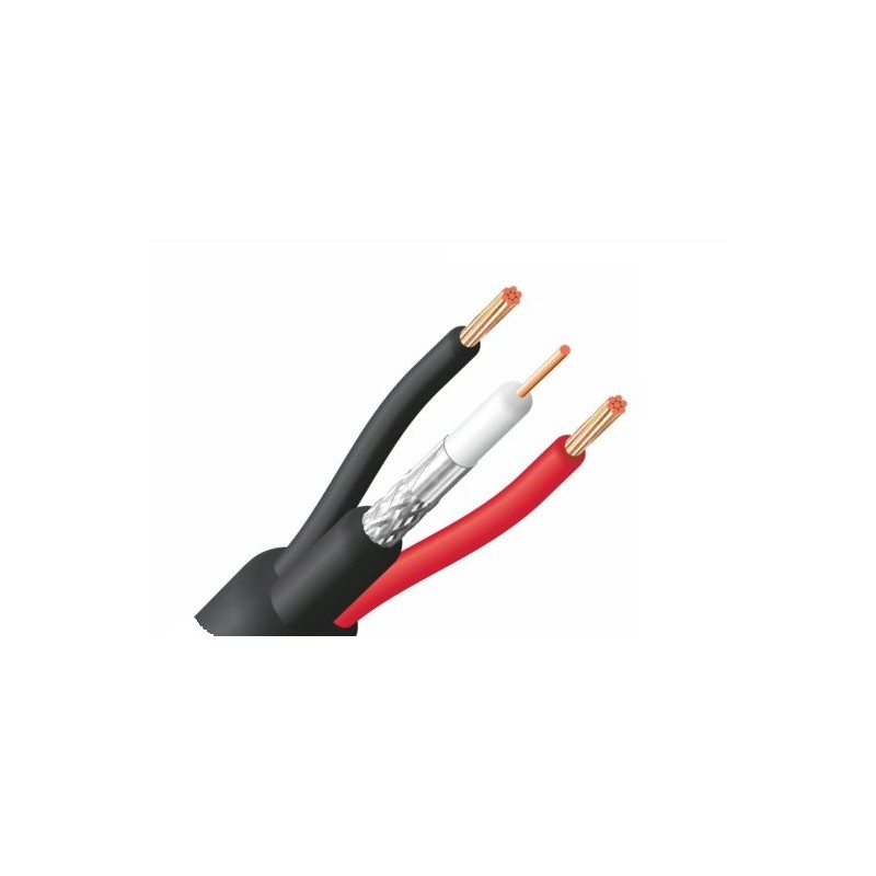 CABLE MINICOAXIAL+2X0,5mm2 NEGRO