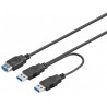 CABLE USB 3.0 2xM-H 0,3MTS NEGRO V.3.0