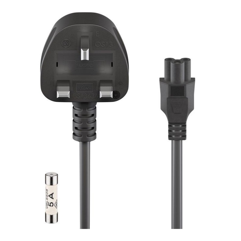 CABLE ALIMENTACION UK-TREBOL 1,8M NEGRO