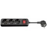 REGLETA 3 TOMAS SCHUKO+INT NEGRA 3M