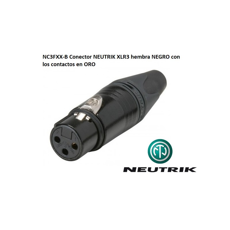 CONECTOR XLR3 HEMBRA AEREO NEGRO NEUTRIK