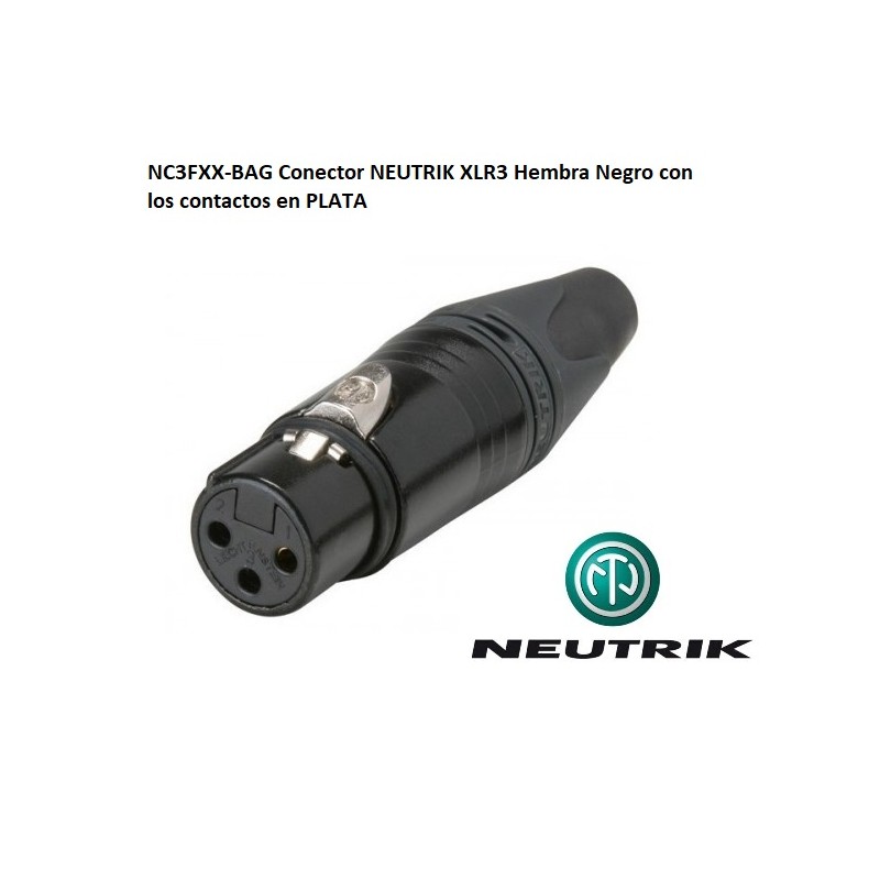 CONECTOR XLR3 HEMBRA AEREO NEGRO NEUTRIK