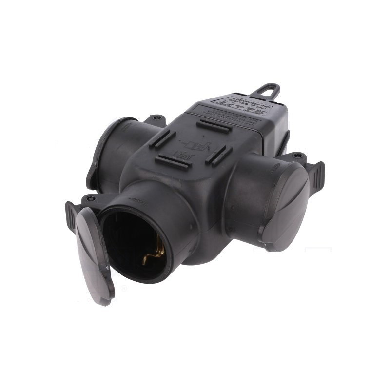 CONECTOR SCHUKO 3xHEMBRA GOMA NEGRO