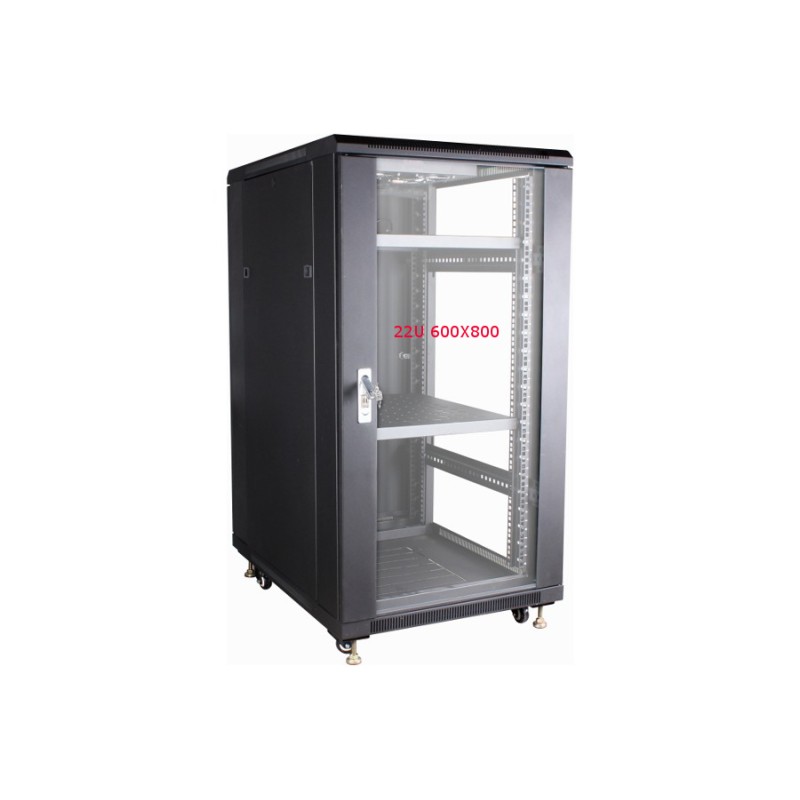 RACK 19" 22U 600x800 PUERTA CRISTAL