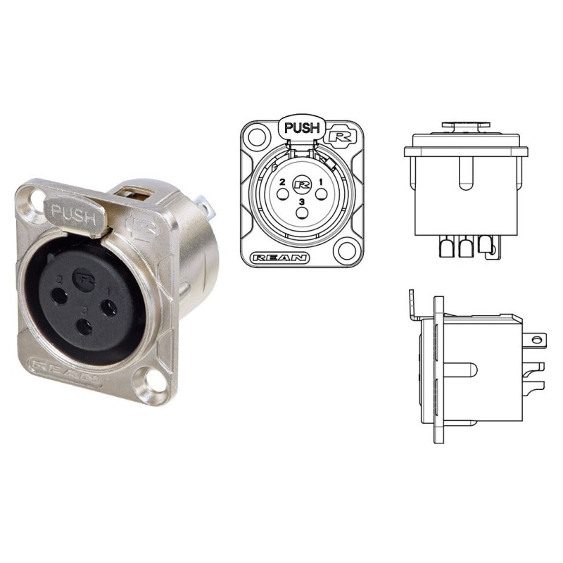 CONECTOR XLR3 HEMBRA PANEL NIKEL REAN