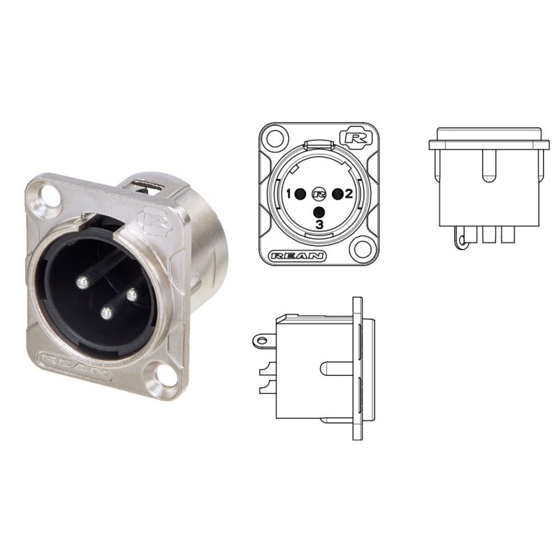 CONECTOR XLR3 MACHO PANEL NIKEL REAN