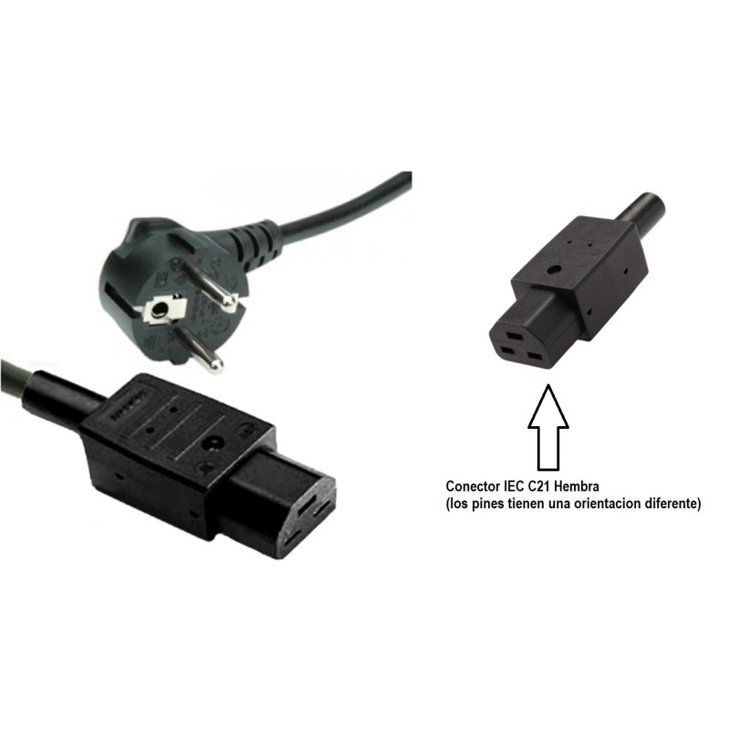 CABLE SCHUKO MACHO-C21 HEMBRA 2M NEGRO