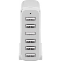 ALIMENTADOR MULTICARGADOR 6xUSB 8A BLANC
