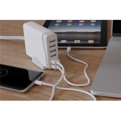 ALIMENTADOR MULTICARGADOR 6xUSB 8A BLANC