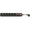REGLETA 6 SCHUKO+INT+PROTECCION NEGRA