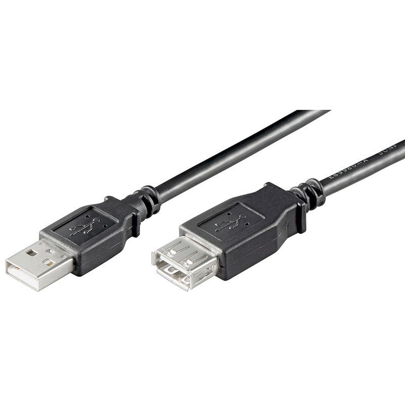 CABLE USB A 2.0 M-H 1,8MTS NEGRO HQ