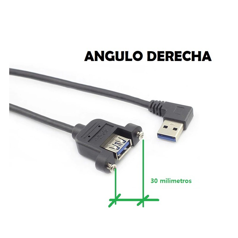 CABLE USB A 3.0 M CODO-H 0,2M NEGRO DRCH