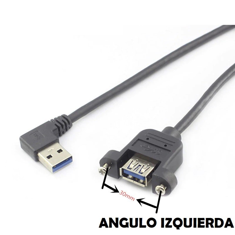 CABLE USB A 3.0 M CODO-H 0,2M NEGRO IZQU