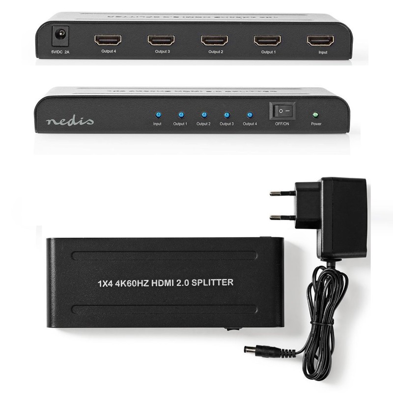 SPLITTER HDMI 1 ENTRADA 4 SALIDAS HD4K60