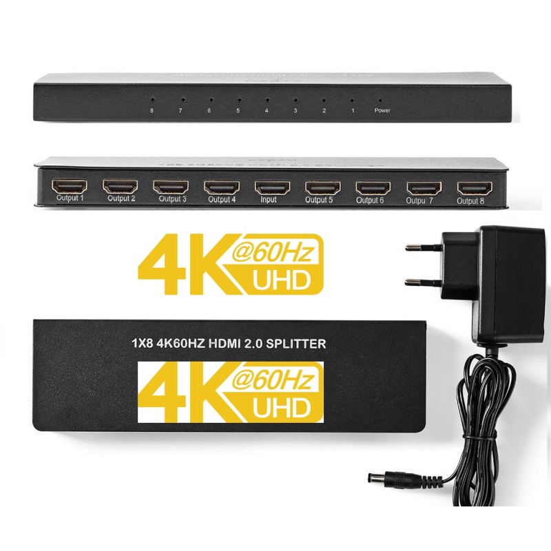 SPLITTER HDMI 1 ENTRADA 8 SALIDAS HD4K60