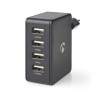 ALIMENTADOR 220V 4xUSB A 2,4A 10W NEGRO