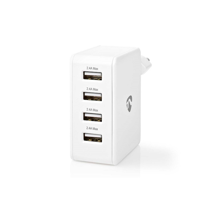 ALIMENTADOR 220V 4xUSB A 2,4A 10W BLANCO
