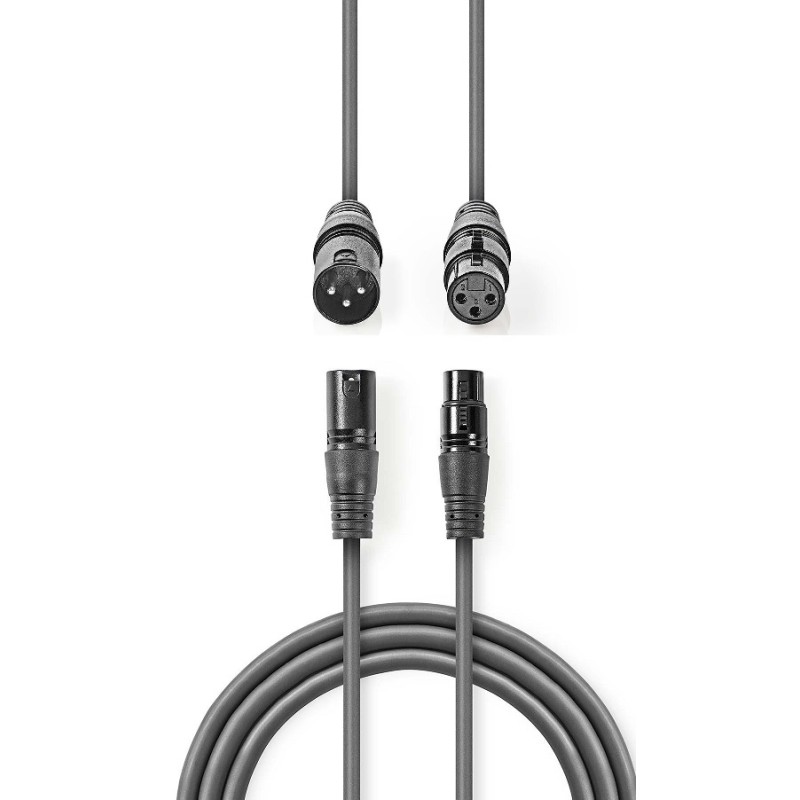 CABLE AUDIO XLR3 M-H 15MTS GRIS OSCURO