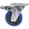 RUEDA 100mm GOMA AZUL CON FRENO RACK