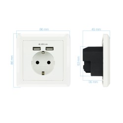 BASE SCHUKO CON T.T. EMPOTRAR+2xUSB