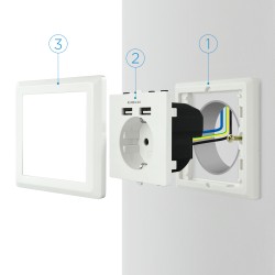 BASE SCHUKO CON T.T. EMPOTRAR+2xUSB
