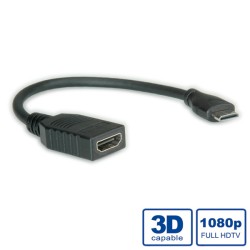 ADAPTADOR HDMI HEMBRA-MINI HDMI M 15cm