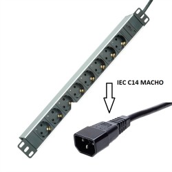 REGLETA 19" 8 TOMAS SCHUKO SIN/INT+C14