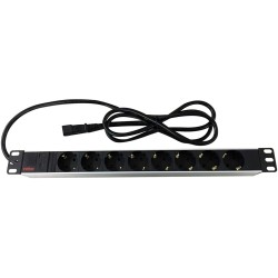 REGLETA 19" 8 TOMAS SCHUKO SIN/INT+C14
