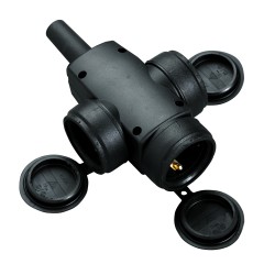 CONECTOR SCHUKO 3xHEMBRA GOMA NEGRO