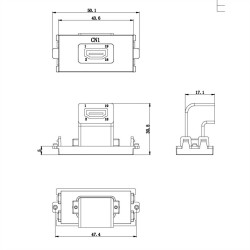 MODULO 45X22,5 CONECTOR HDMI H-H CODO