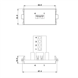 MODULO 45X22,5 CONECTOR USB HEMBRA-BORNA
