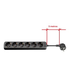 REGLETA 6 TOMAS SCHUKO SININT NEGRA 5M