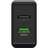 ALIMENTADOR 220V 2xUSB 5A 28W QC3.0 NEGR